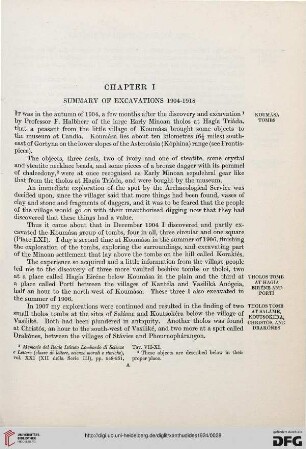 Chapter I: Summary of excavations 1904–1918