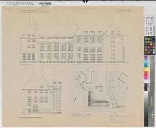 Münster (Münster) Universitätsbibliothek Bestandszeichnung Blatt 9 Nord- und Ostansicht, Lageplan 1953 (1965) 1 : 100/500 68 x 81 kol. Pause Staatshochbauamt für die Universität Münster 4.09