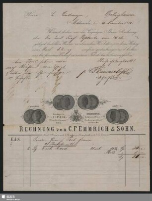 C. F. Emmrich & Sohn, Mittweida : Rechnung