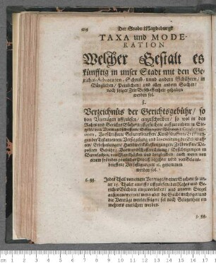 Taxa und Moderation ...