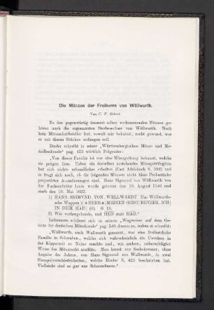 Die Münzen der Freiherrn von Wöllwarth