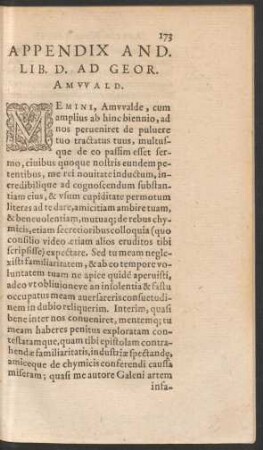 Appendix And. Lib. D. Ad Geor. Amwald.