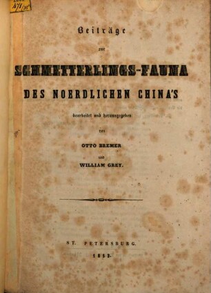 Beiträge zur Schmetterlingsfauna des nördlichen China's