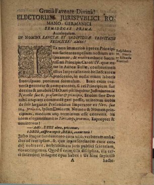 Electorum Iuris Publici Romano-Germanici Semidecas ..., Prima