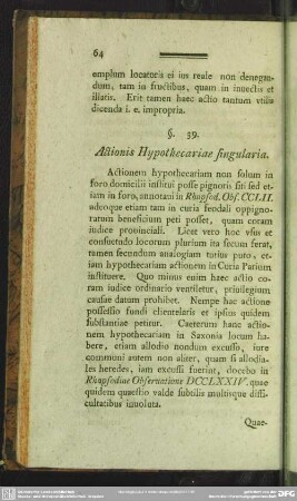 §. 39. Actionis Hypothecariae singularia