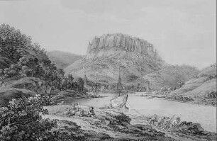 Festung Königstein : Festung Königstein u. Bomätscher, Stich, unbek. Meister