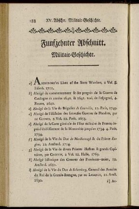 Funfzehnter Abschnitt. Militair-Geschichte.