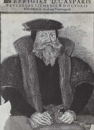 Bildnis des Arztes und Professors in Wittenberg Kaspar Peucer : Bildnis des Arztes und Professors in Wittenberg Kaspar Peucer (1525-1602). kolorierter Holzschnitt. Dresden: Kupferstich-Kabinett
