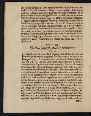 Caput III. Effectus sequestrationis proponens