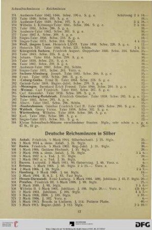 Deutsche Reichsmünzen in Silber (Nr. 305-342)