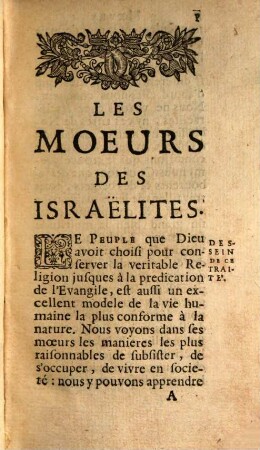 Les moeurs des Israelites