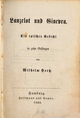 Lanzelot und Ginevra : Ein episches Gedicht in 10 Gesängen