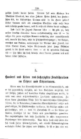 Hundert und sieben und sechszigstes Sendschreiben an Lehrer und Lehrerinnen