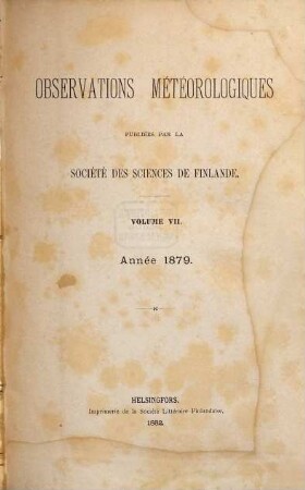 Observations météorologiques. 7. 1879 (1882)