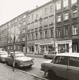 Dresden-Plauen, Zwickauer Straße 166. Wohnhaus (um 1880) mit Läden