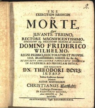 Exercitium Juridicum De Morte