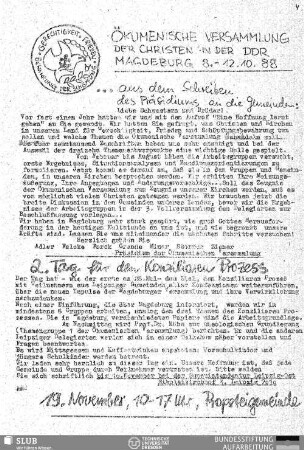 2. Tag für den Konziliaren Prozess