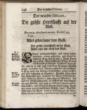 Der neundte Discurs, Die gröste Herrschafft auf der Welt. - Der eilffte Discurs. Der neu-eröffnete Pfingst-Marckt.