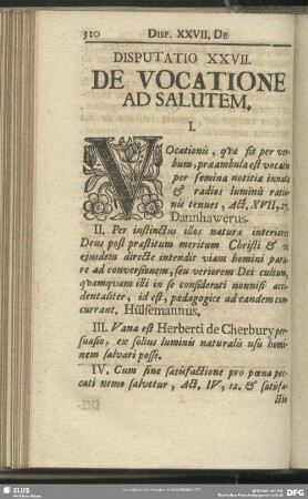 Disputatio XXVII [XXVI]. De Vocatione Ad Salutem