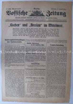 Titelblatt der Tageszeitung "Vossische Zeitung" zum Seekrieg