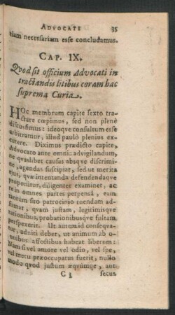 Cap. IX. Quod sit officium Advocati in tractandis litibus coram hac suprema Curia.