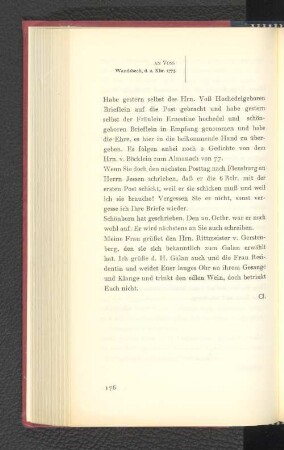 An Voss Wandsbeck, den 2. Dezember 1775