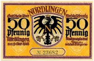 Geldschein / Notgeld, 50 Pfennig, 2.10.1918