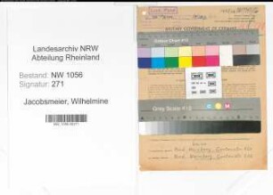 Entnazifizierung Wilhelmine Jacobsmeier , geb. 04.08.1891 (Postbeamtin)