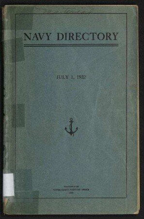 Navy Directory - Officers of the United States Navy and Marine Corps, July 1, 1922.