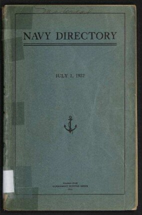 Navy Directory - Officers of the United States Navy and Marine Corps, July 1, 1922.