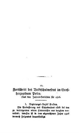 Fortschritt des Volksschulwesens im Großherzogtum Polen : (Aus den Jahres-berichten für 1826)