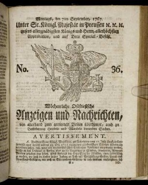 No. 36. Montags, den 7ten September, 1767.