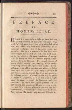 Preface to Homer's Iliad