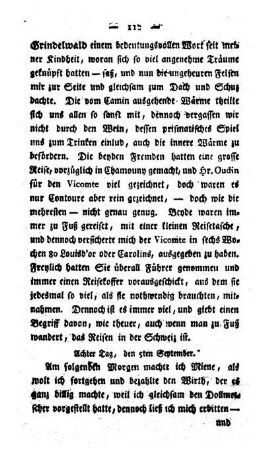 Achter Tag, den 5ten September.