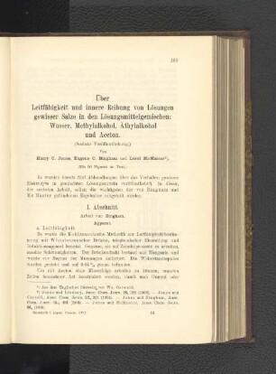 Über Leitfähigkeit und innere Reibung von Lösungen gewisser Salze in den Lösungsmittelgemischen: Wasser, Methylalkohol, Äthylalkohol und Aceton