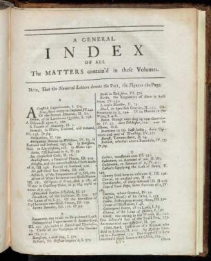 A General Index Of All The Matters contain´d in these volumes.