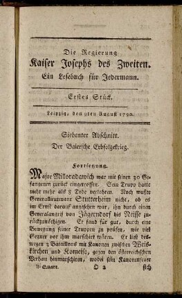 Siebenter Abschnitt. Der Baierische Erbfolgekrieg. Fortsetzung.