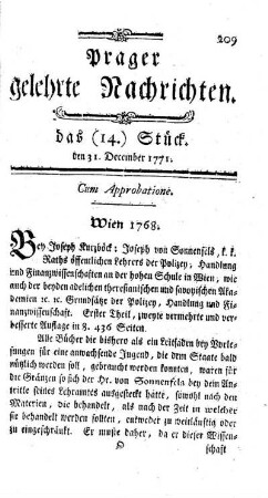 das (14.) Stück. den 31. December 1771.