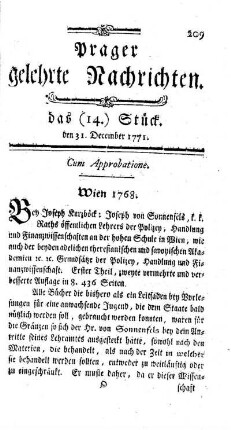 das (14.) Stück. den 31. December 1771.