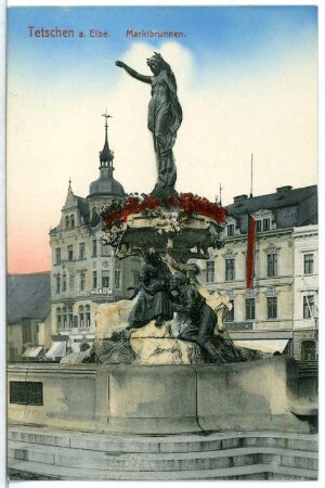 Tetschen. Marktbrunnen (Elbebrunnen, 1907; Rudolf Weyr)