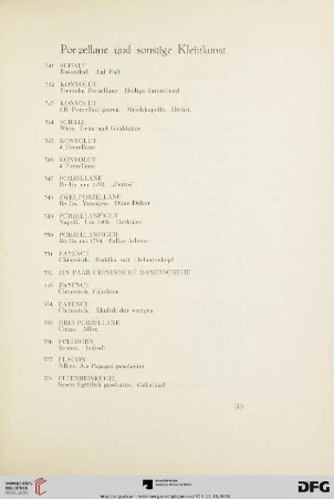 Porzellane und sonstige Kleinkunst (Nr. 341-399)
