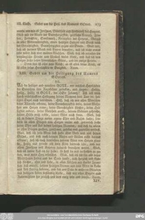 XIII. Gebet um die Heiligung des Namens Gottes.