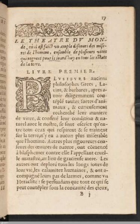 Le theatre du monde: Text