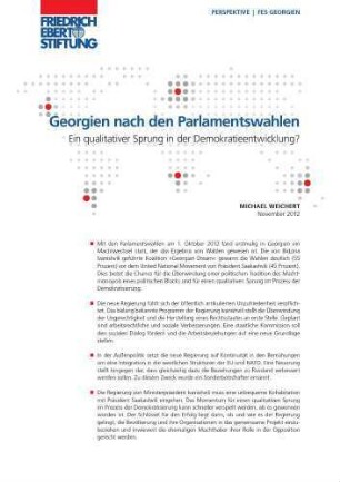 Georgien nach den Parlamentswahlen : Ein qualitativer Sprung in der Demokratieentwicklung?