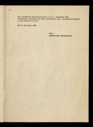 Das vorliegende Rahmenprogramm ...