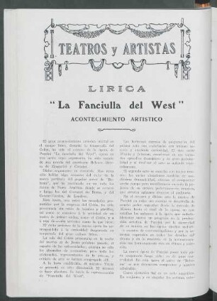 Lírica : "La Fanciulla del West" - Acontecimiento artístico