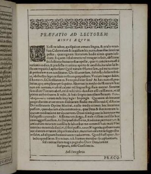 Praefatio Ad Lectorem Minus Aequum