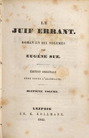 Le juif errant : roman en dix volumes, 8