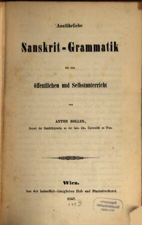 Ausführliche Sanskrit-Grammatik für den öffentlichen und Selbstunterricht