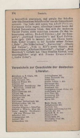 Verzeichnis zur Geschichte der deutschen Literatur